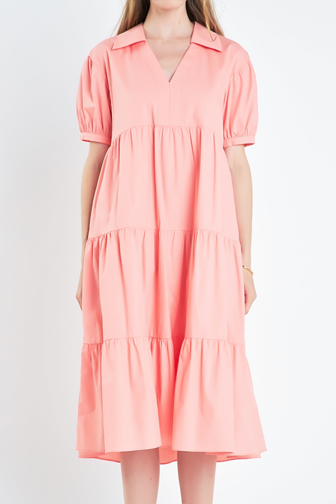 Short Puff Sleeve Midi Dress