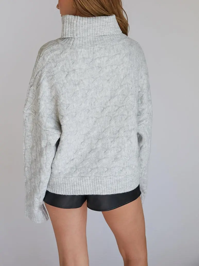 Cable Knit Turtleneck Chunky Sweater