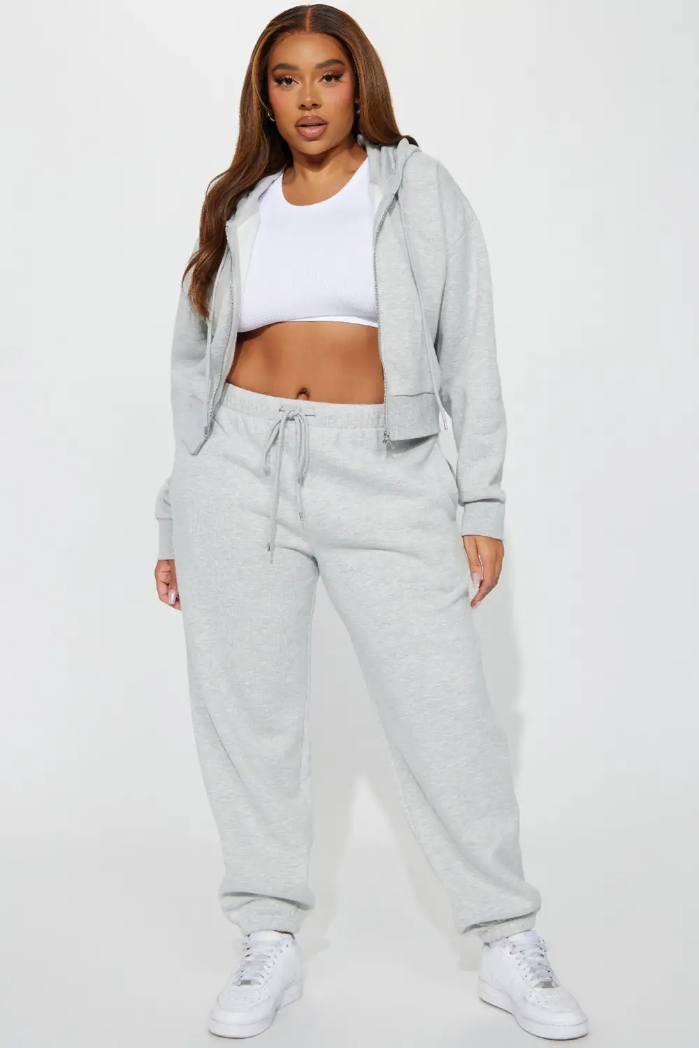 Brianna Jogger Pant Set - Heather Grey