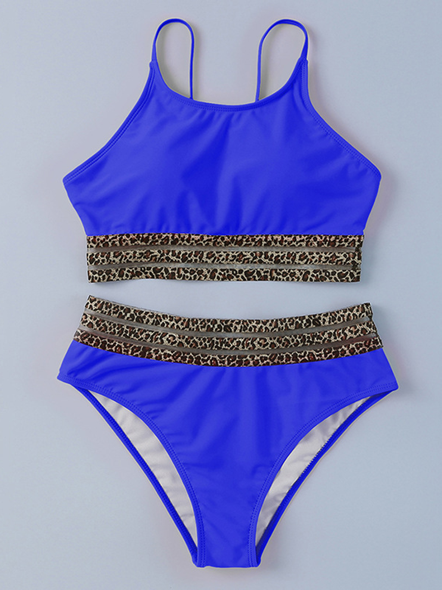 Sexy Swimsuit Leopard Mesh Stitching Swimsuit Suit