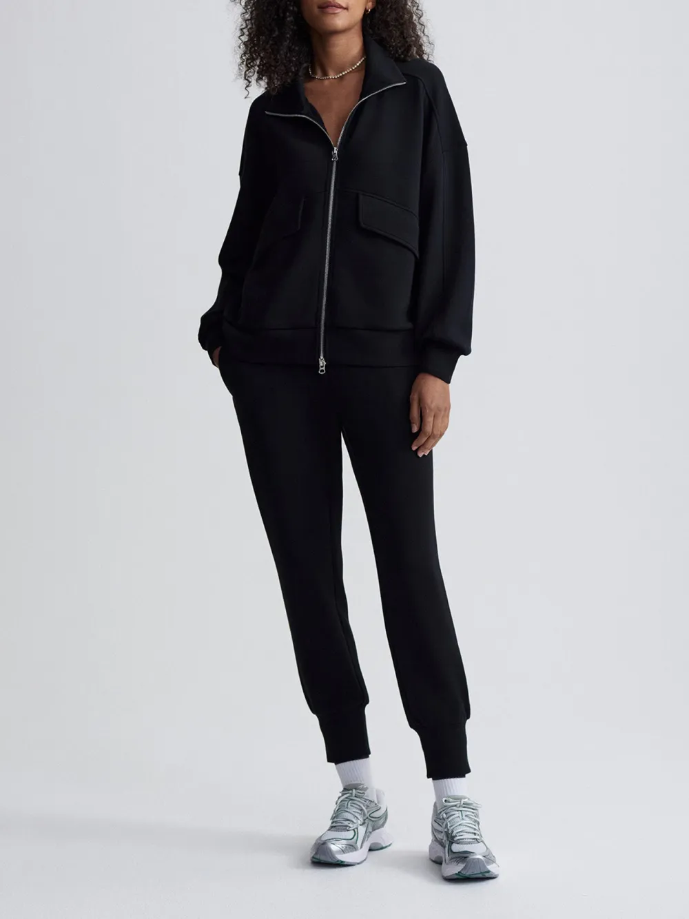 Modern Full-Zip Stand-Collar Pocketed Sweatshirt