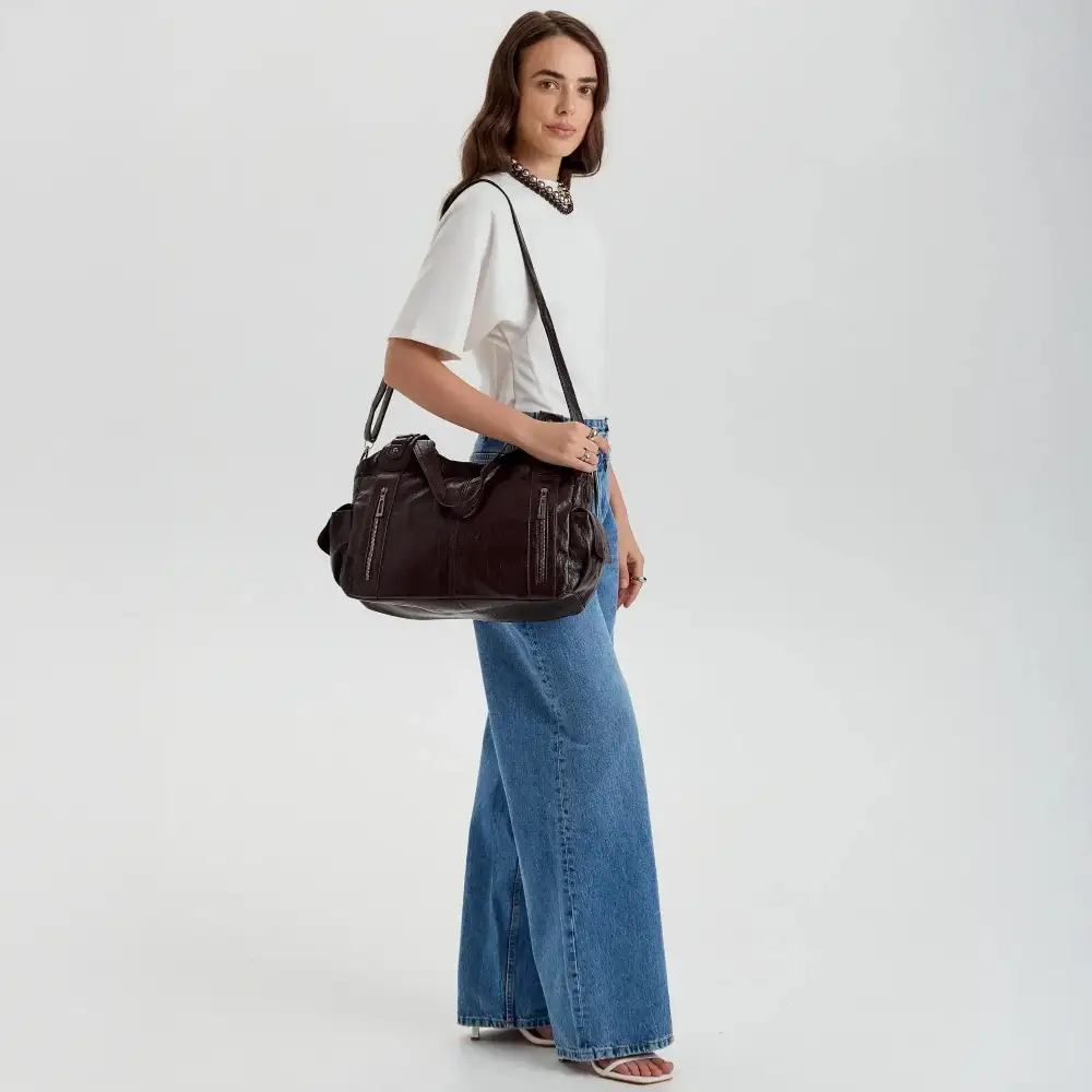 Pocket Front Leather Crossbody Bag