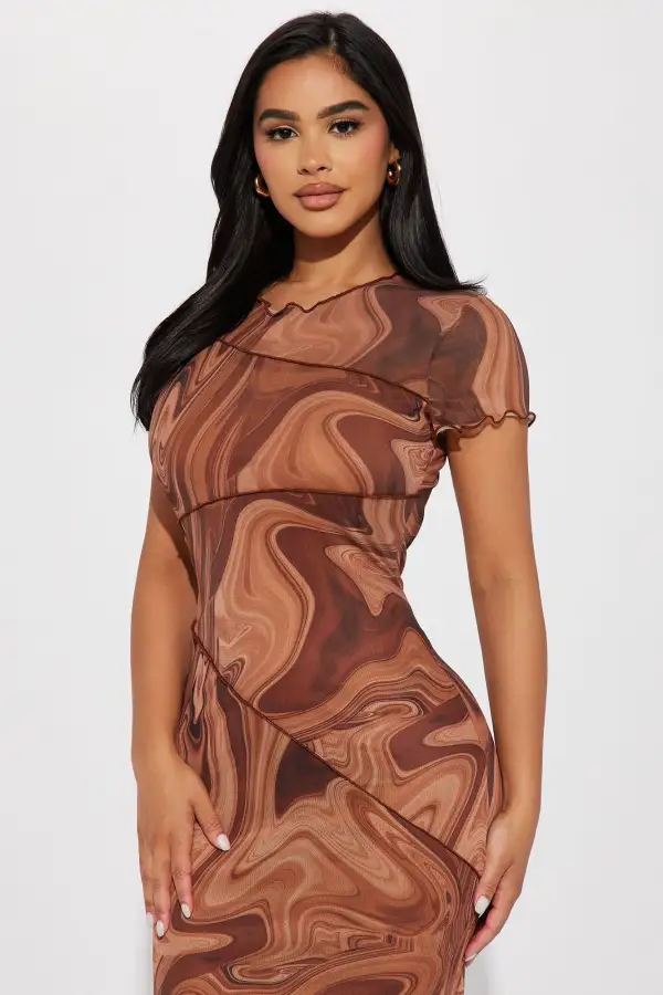 Get Groovy Midi Dress - Brown/combo
