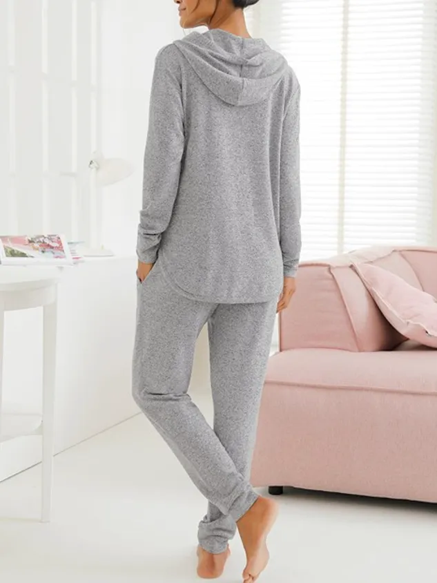 Loose Casual Hoodie  Double Slip Pocket Two-Piece Set