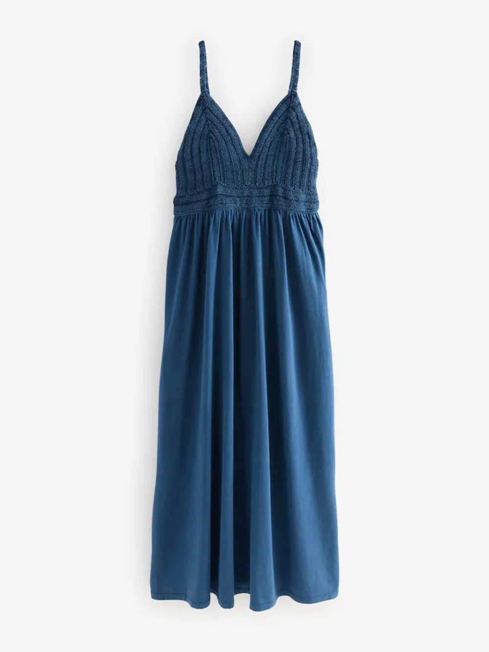 Blue Casual Versatile High-Waisted Slim-Fit Dress