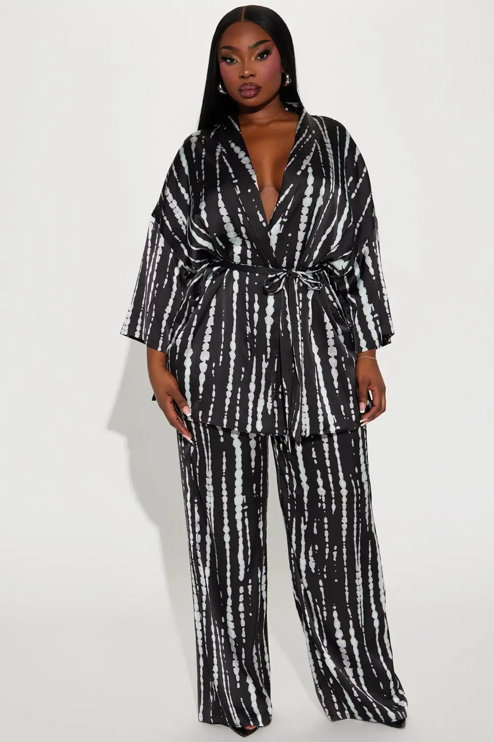 Jamie Satin Pant Set - Black/combo