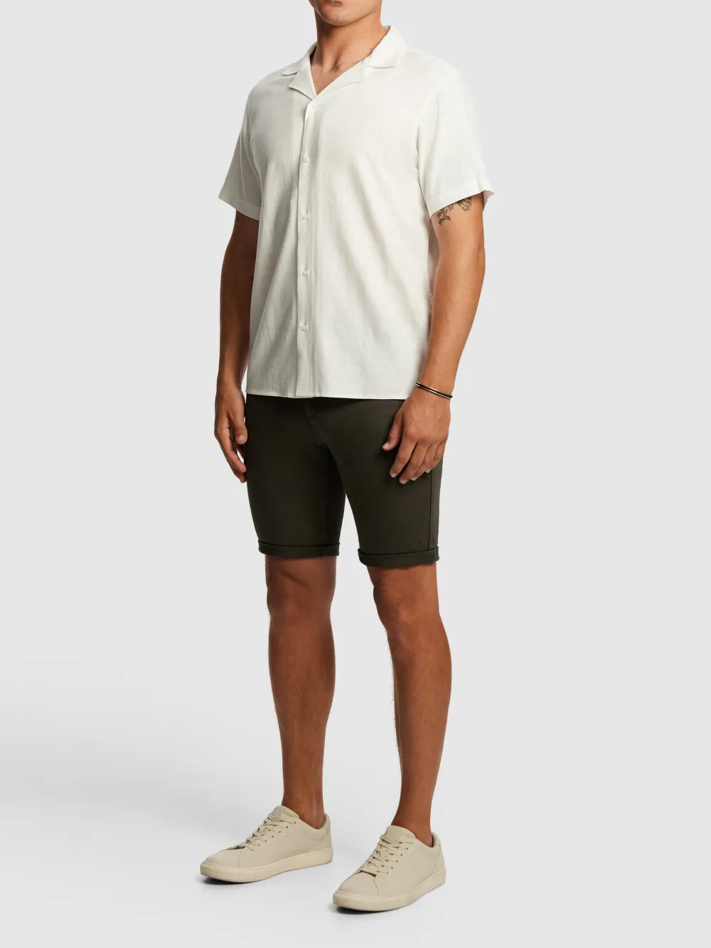 Off White Smooth Finish Short Sleeve Shirt