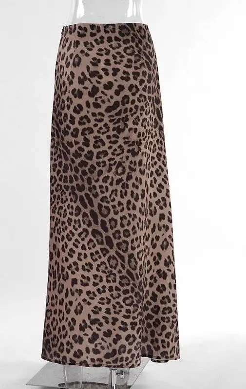 Leopard Print Maxi Casual Skirt