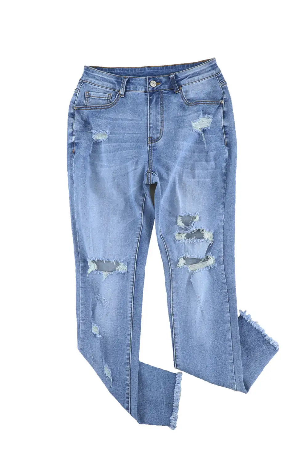 Wash Distressed Skinny Ankle Jeans