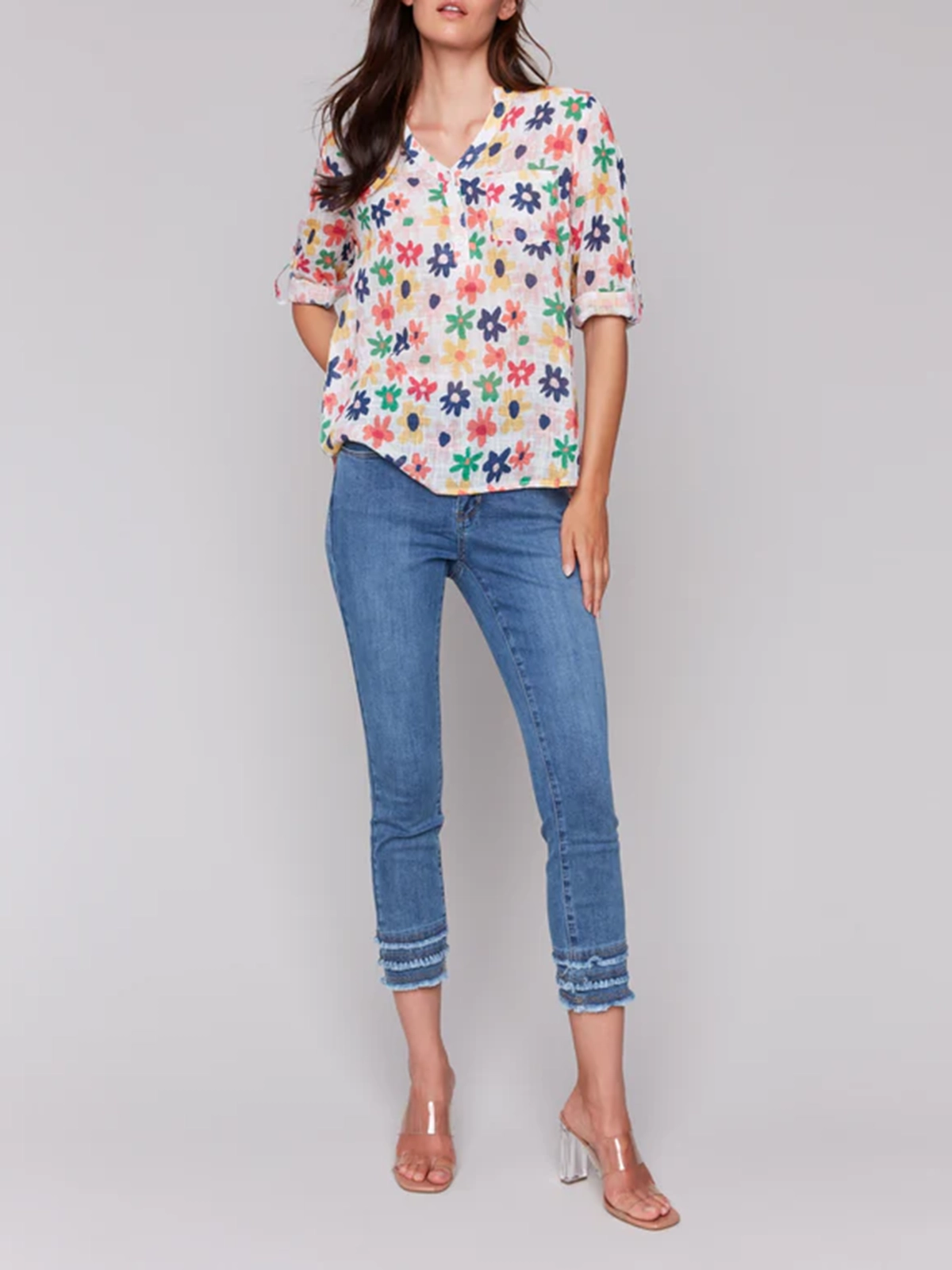 Artistic Cotton V-Neck Short Sleeves