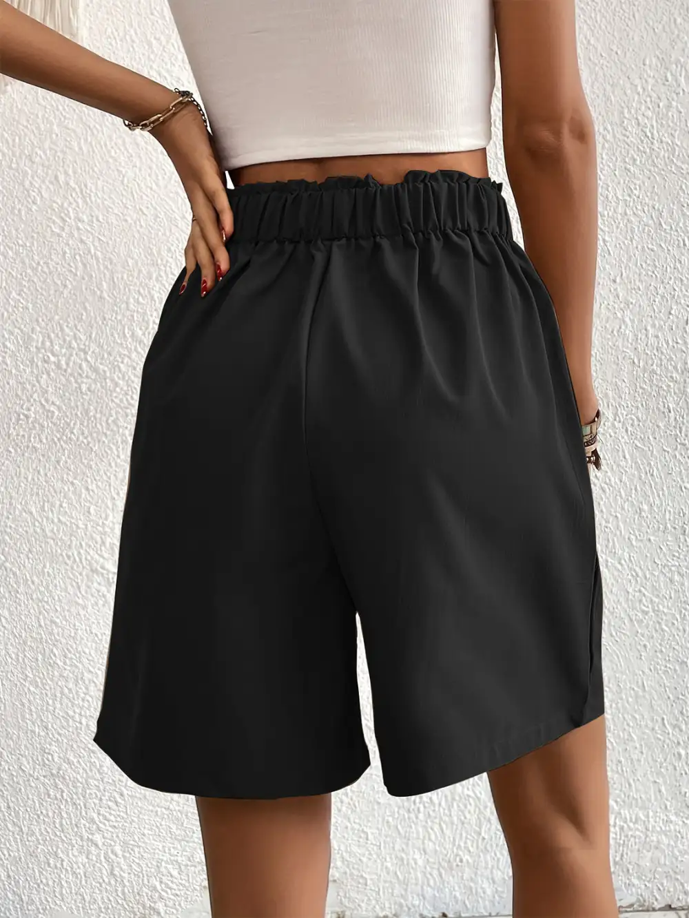 Utility Elastic Waist Pocket Detail Shorts