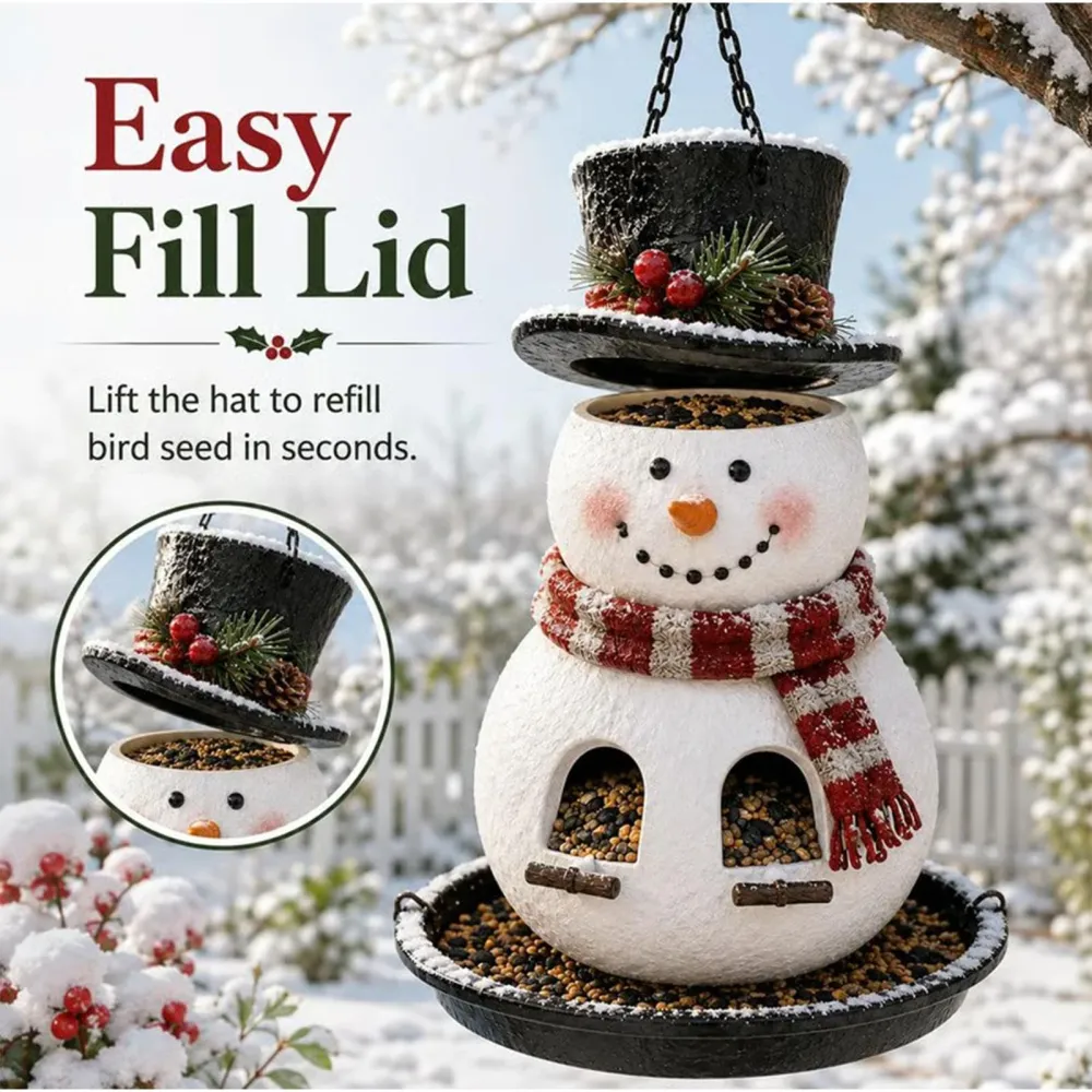 Christmas Bird Feeder, Hanging Lantern‑Style Snowman Bird Feeder
