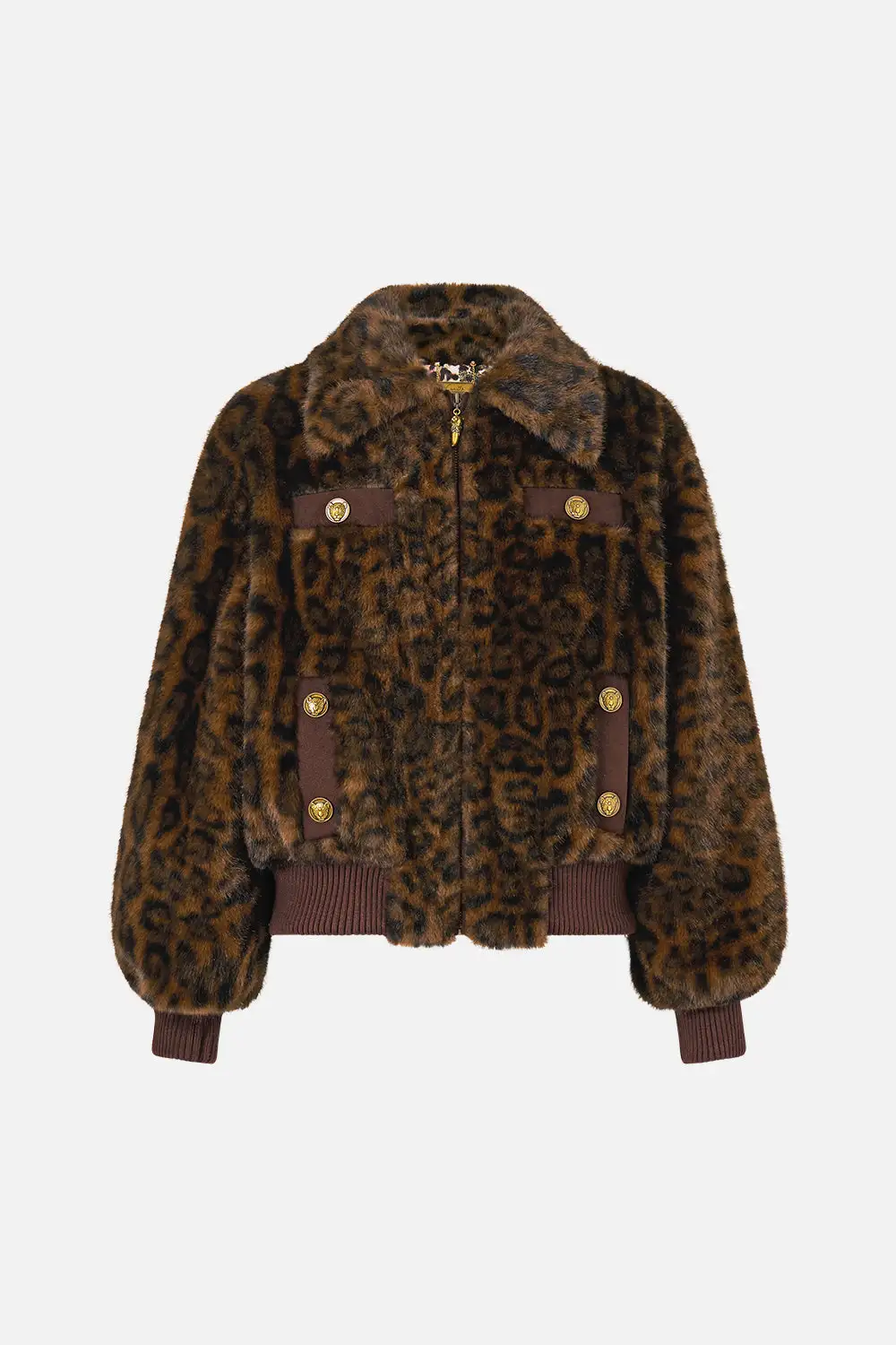 Faux Fur Bomber with Pocket Details Jacket