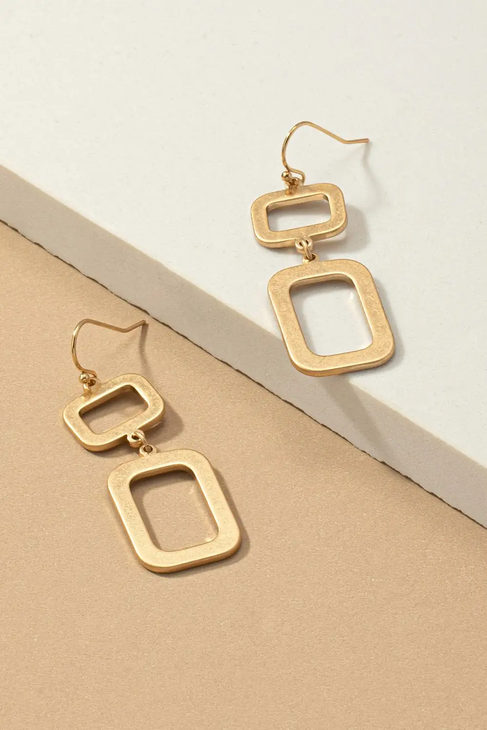 Double Rectangle Drop Earrings