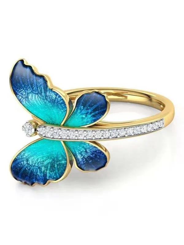 Rhinestone Butterfly Ring