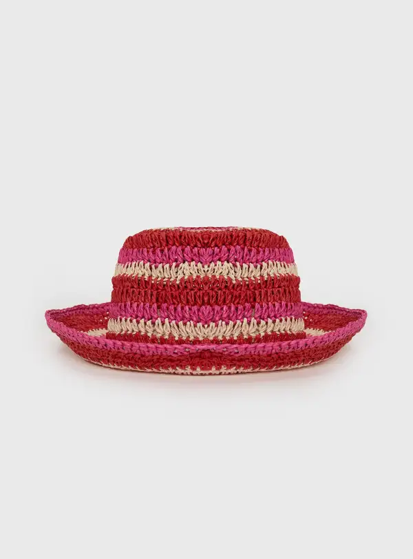 Crochet Bucket Hat Pink/red