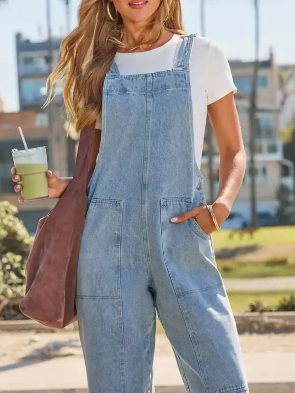 Denim Wide Leg Overalls