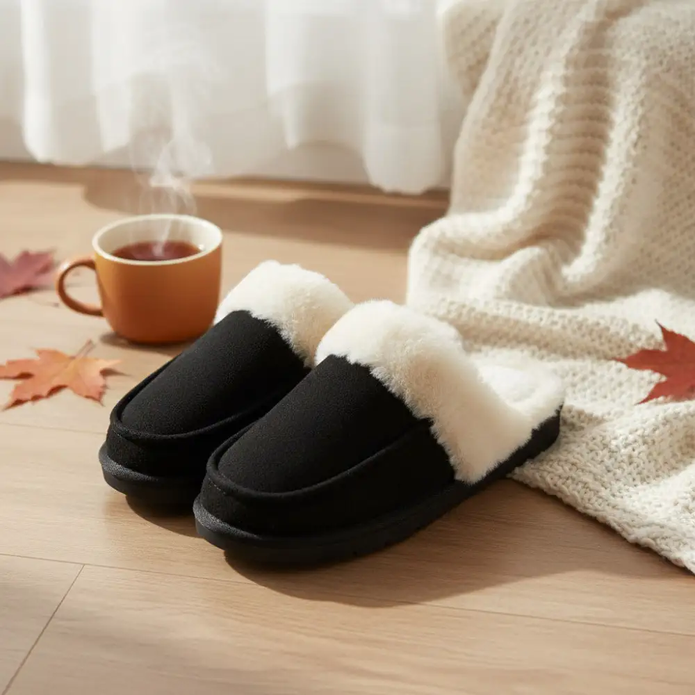 Microsuede Fur Slippers