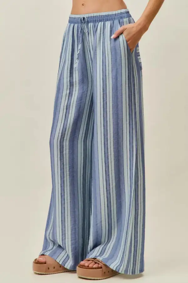 So Me Stripe Wide Leg Pull On Pants