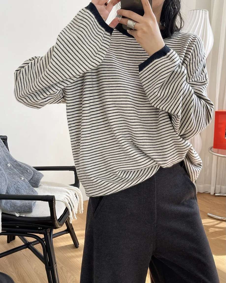 Retro Loose Striped Knitted Sweater