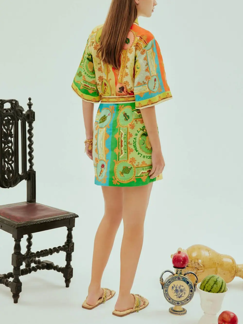 Satin Fun Print Exquisite Mini Dress
