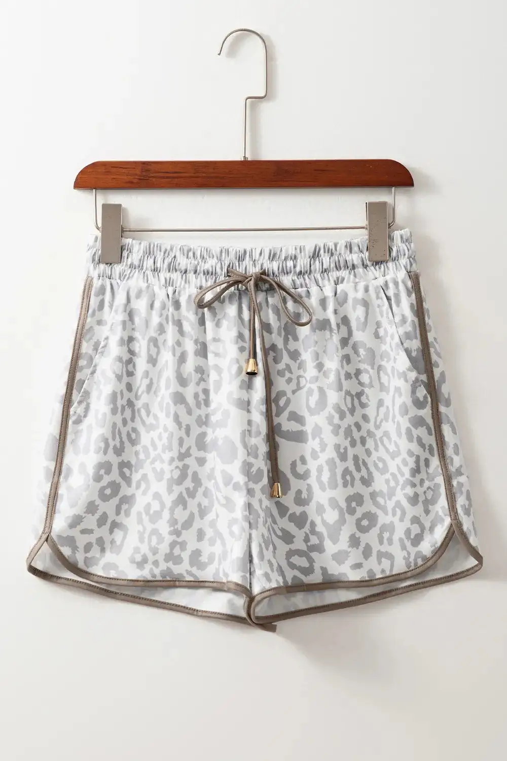 Leopard Print Drawstring Casual Shorts