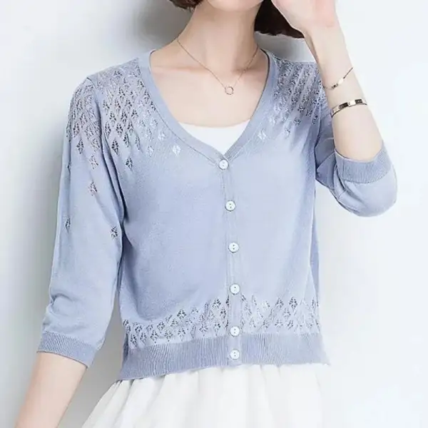 Ice Silk V-Neck Cardigan