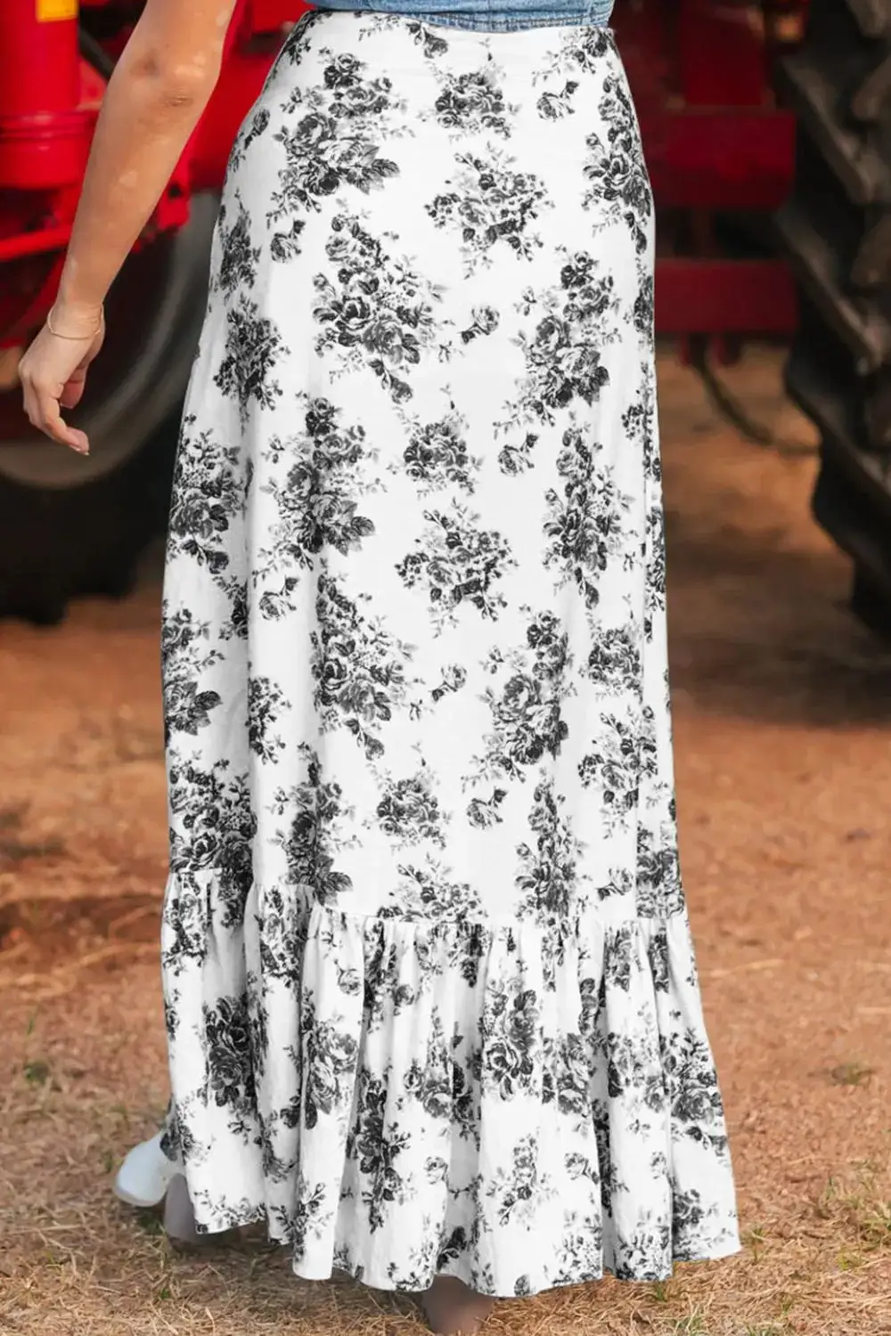 Easygoing Ruffle Floral Maxi Skirt
