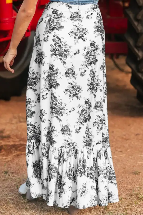 Easygoing Ruffle Floral Maxi Skirt