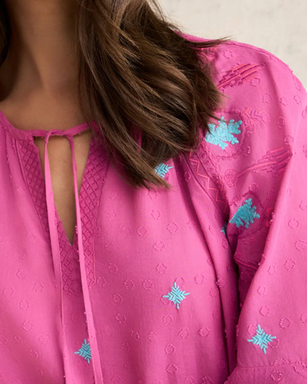 Rose Fuschia Embroidered Blouse