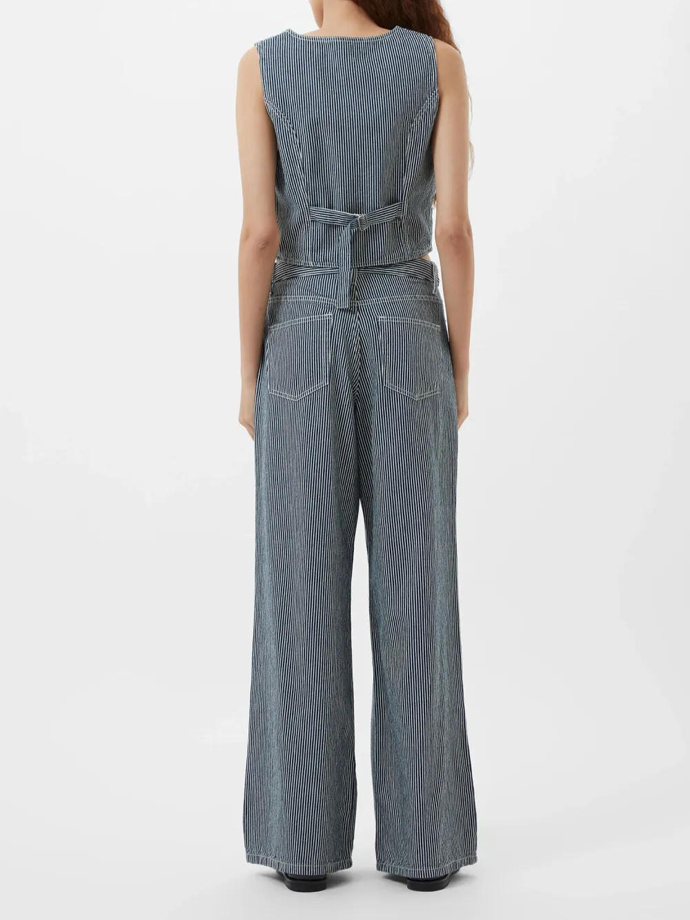 Versatile And Fashionable Striped Denim Vest