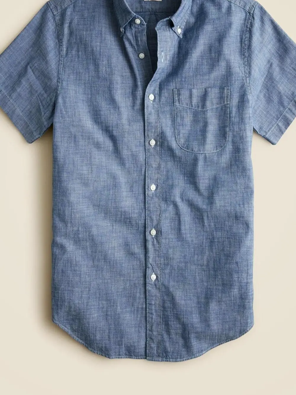 Light Blue Short Sleeve Linen Blend Shirt
