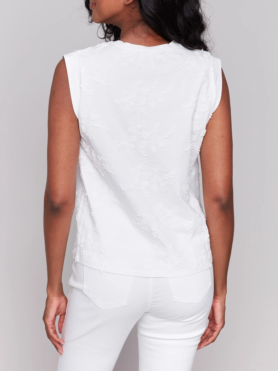 Cotton Art Floral Embroidery Women's Vest