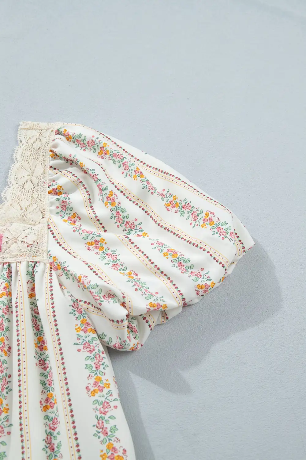 Gathered Detail Floral Printed Ribbed Mini Dress