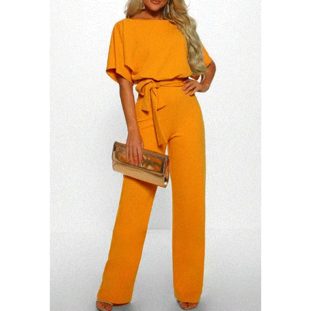 Relaxed Wide Leg Short Sleeve Jumpsuit
