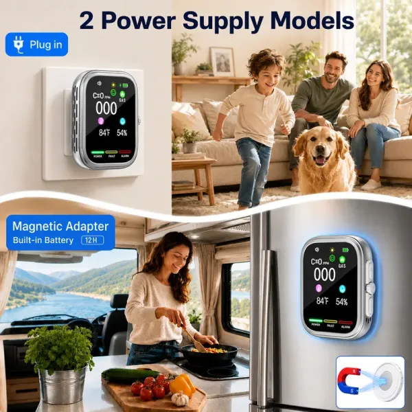Carbon Monoxide Detector for Home RV Air Quality Alarm 6-in-1 Multi-Gas Detector