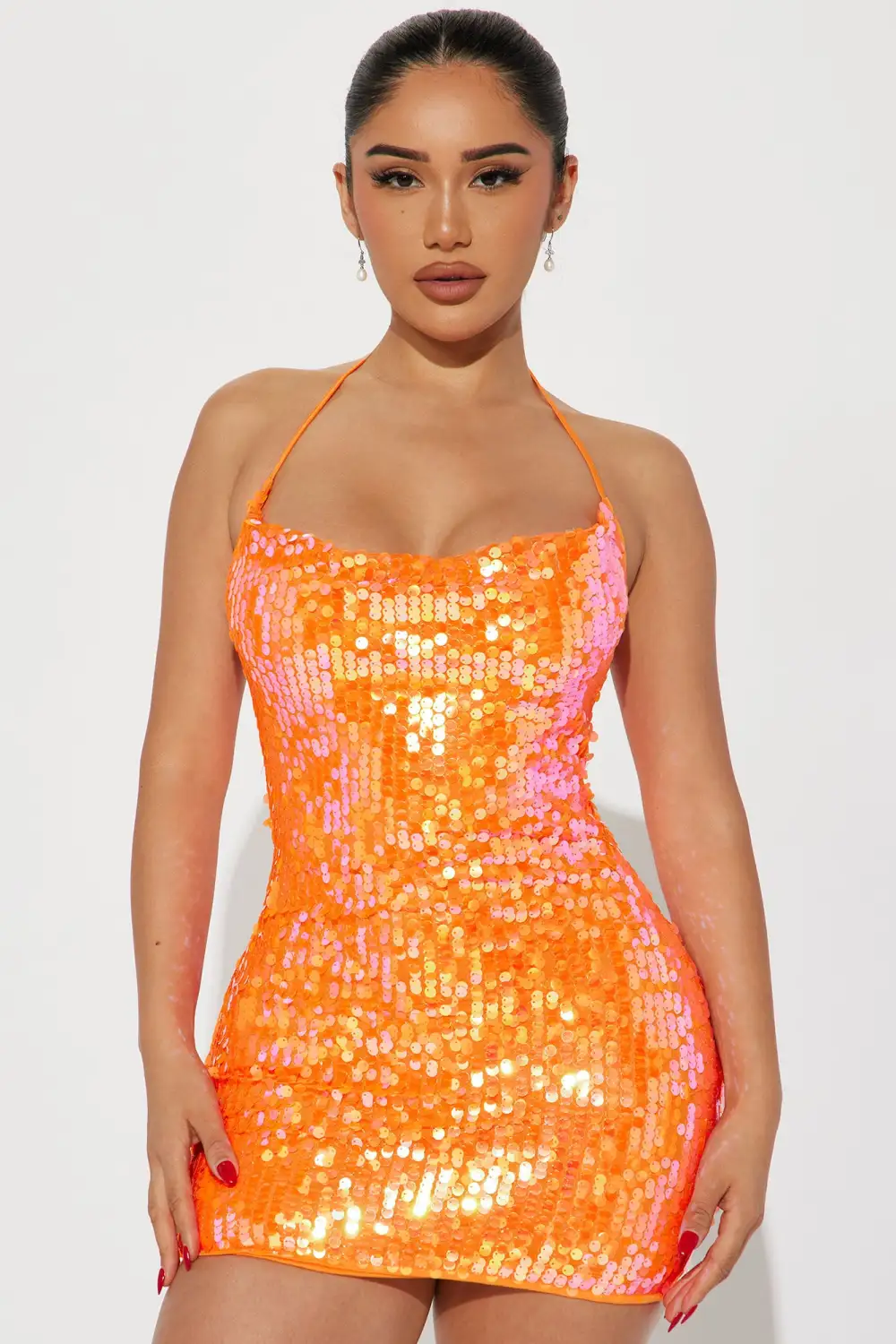 Kassidy Sequin Mini Dress - Orange