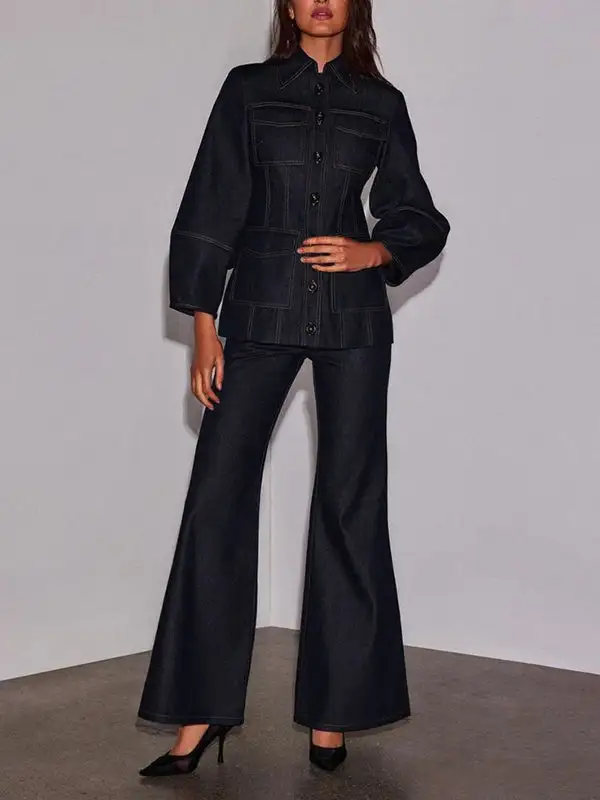 Denim Button Front Jacket Essential