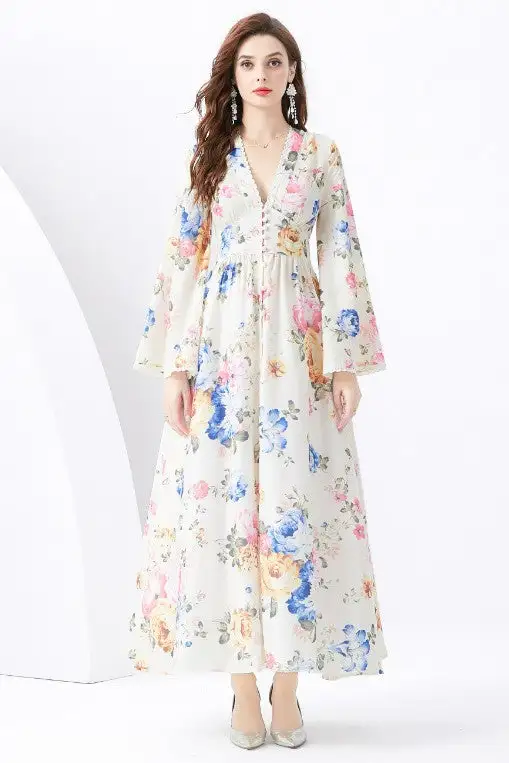 WOMEN FASHION CHIFFON MAXI DRESS