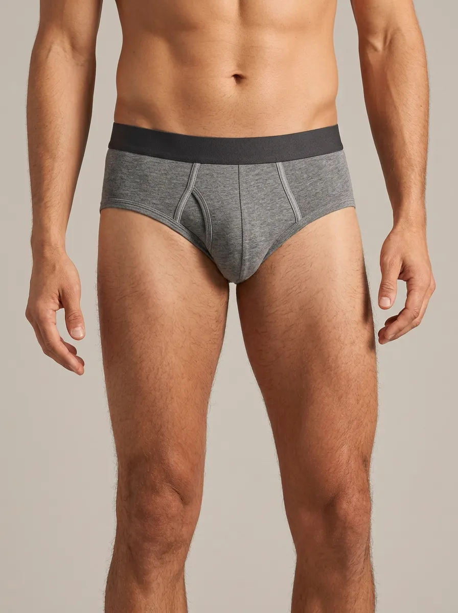 Men's Grey Heather Cotton Elastic Waistband Briefs