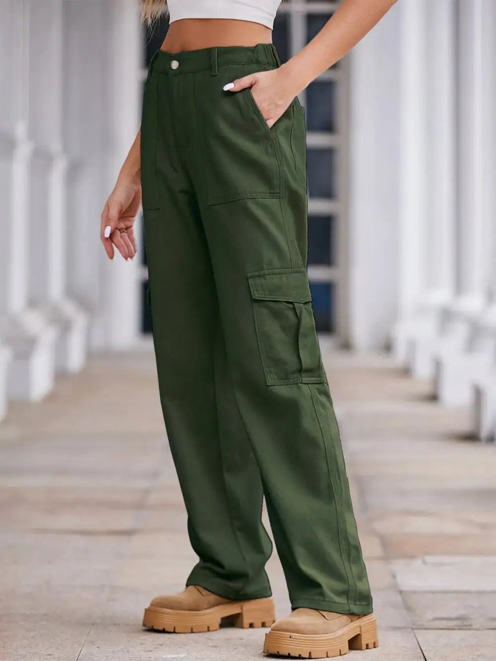 High Waist Cargo Jeans