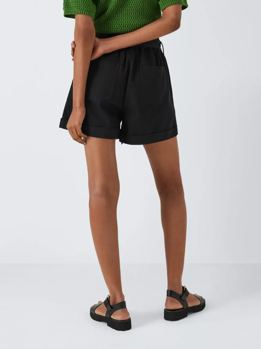 Paperbag Cotton Twill Shorts