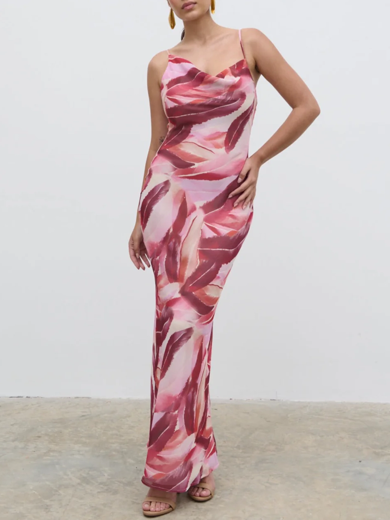 Asymmetric Cowl Maxi Dress