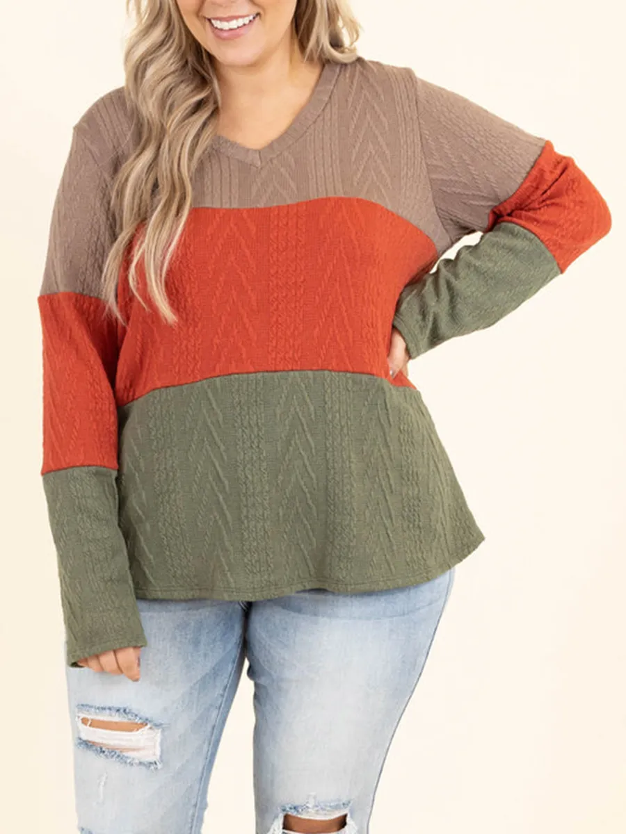 Multi Color Patchwork Jacquard Loose Knit Sweater