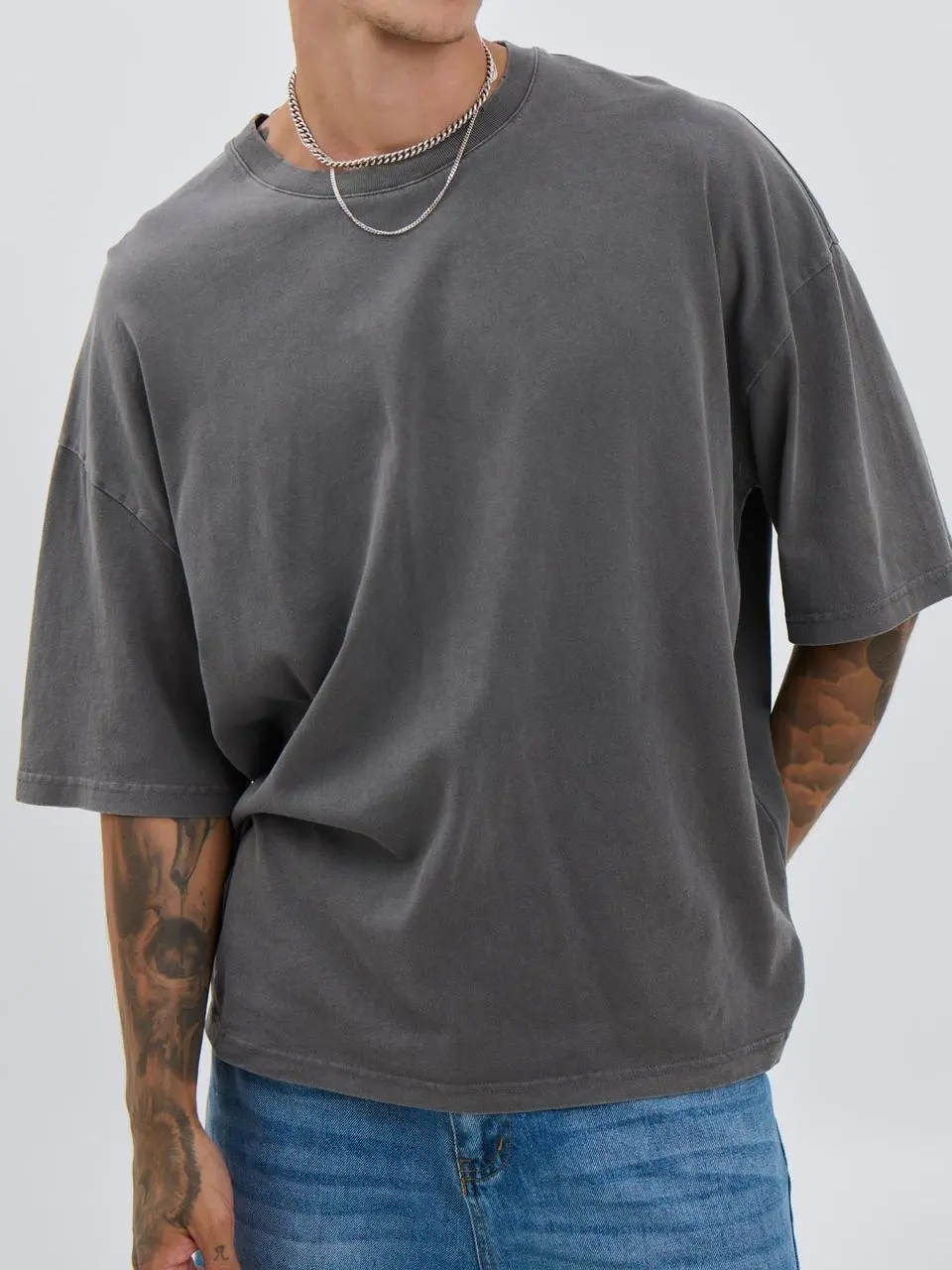 Simple Casual And Daily Silver Grey Tee
