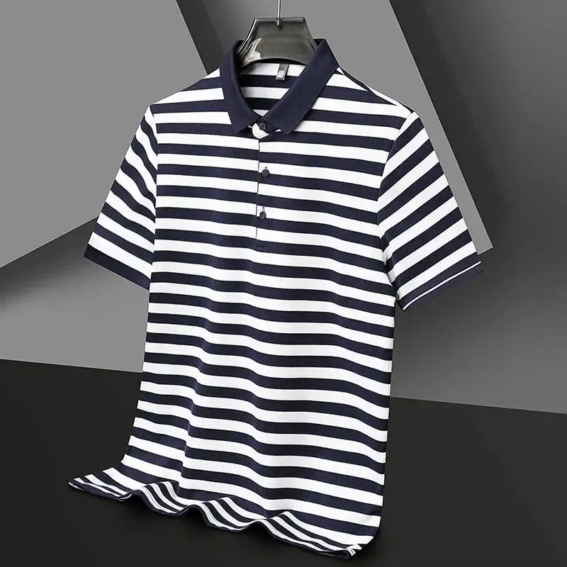 Striped Cotton Collar Polo