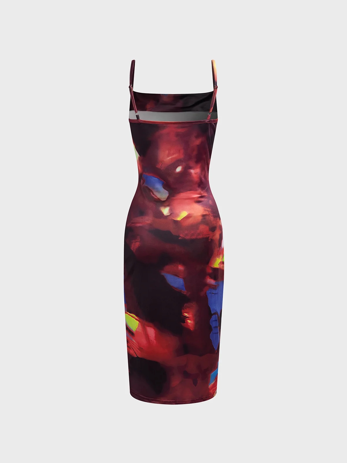 Spaghetti Tie-Dye Pattern Sleeveless Midi Dress