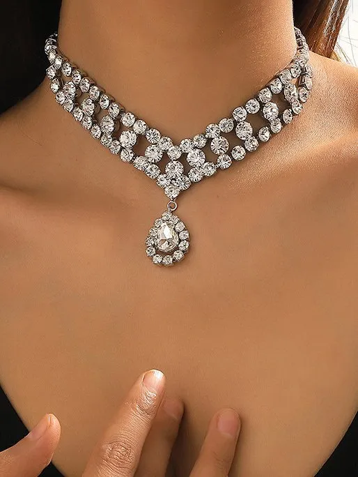 Elegant Full Diamond Luxury Necklace Choker Fashion Party Female Jewelry