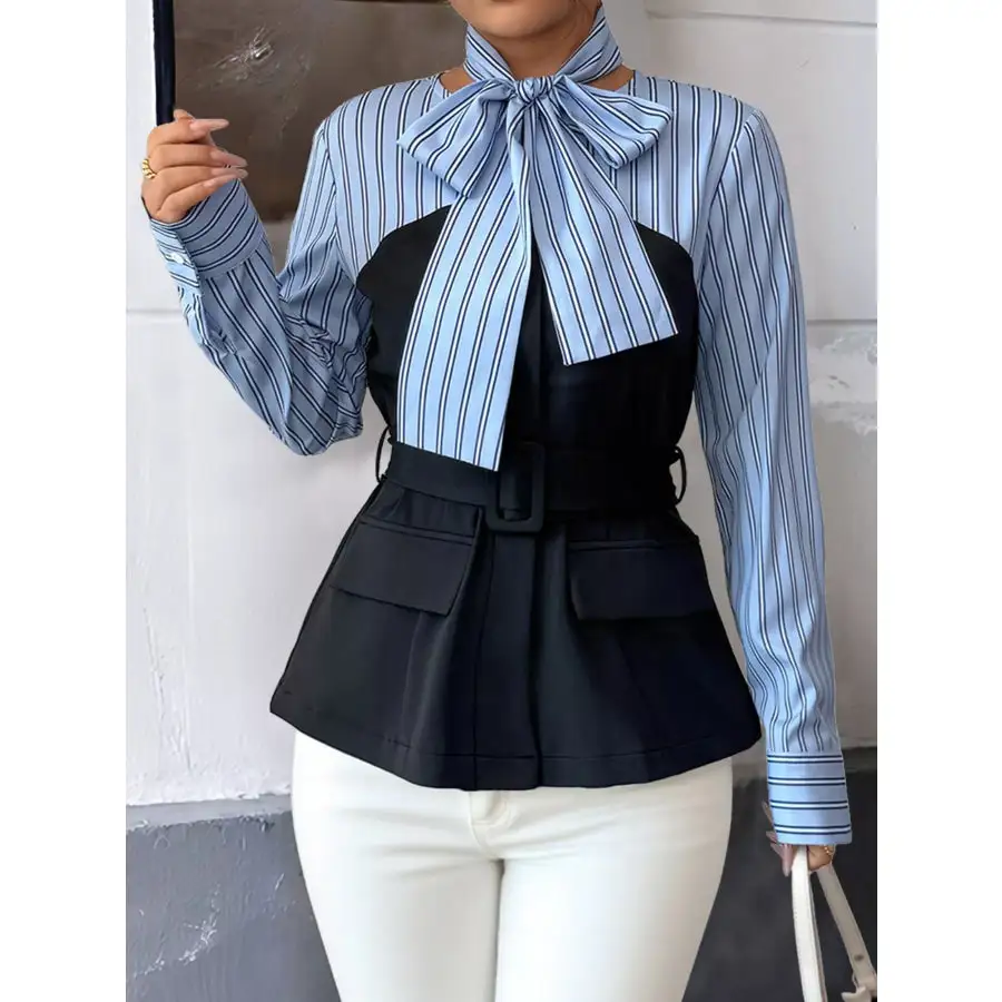 Long Sleeve Blouse with Bow Tie