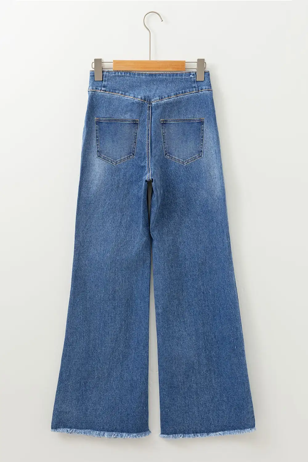 Flare High Waist Raw Hem Button Jeans